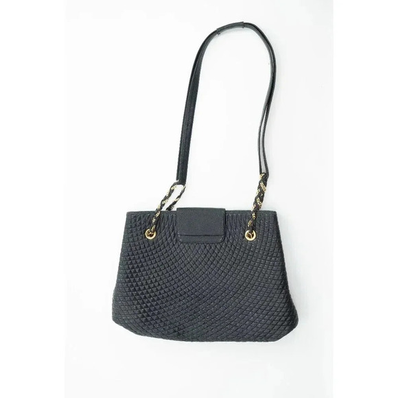 Bally Vintage Black Lamb Leather Shoulder Bag Made In Italy Diamond Quilted - Picture 3 of 12